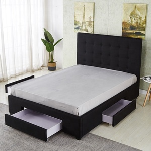 High-quality Contemporary Bedhead Design with <strong>Under</strong> <strong>Bed</strong> Four Storage <strong>Drawers</strong> with Wheels Upholstered Tufed Fabric <strong>Bed</strong> Frame - Product Image 6
