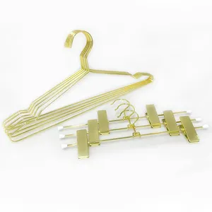 LINDON lüks tel askılar dayanıklı ağır hizmet altın giyim askıları seti altın Metal askı klipleri ile