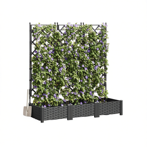 Jardinière en acier 47,24 x 15,75 x 49,41 pouces, noire, 3 pots à fleurs pour plantation en extérieur - Product Image 1