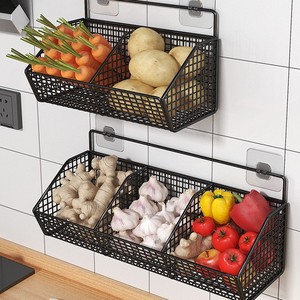 Metal <strong>Wall</strong> Hanging Kitchen Shelf <strong>for</strong> Onion Ginger Garlic Condiments Spice Fruit <strong>Storage</strong> Rack Punch-Free <strong>Wall</strong> Drain <strong>Basket</strong> - Product Image 2