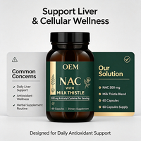 NAC avec Chardon-Marie 500mg N-Acétylcystéine 60 Capsules Complément Alimentaire