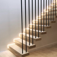 Système d'escalier flottant en bois massif de haute qualité pour la maison intérieure, bricolage, maison résidentielle, provenant de l'usine d'escaliers de Foshan en Chine