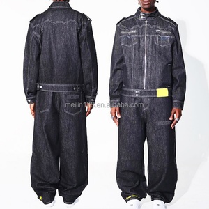 Clothing Custom Outfits Two Piece <b>Denim</b> <b>Jacket</b> Sets Blue Jeans Suit High Quality Washed Vintage <b>Baggy</b> <b>Denim</b> Set Men Custom Logo - Product Image 6