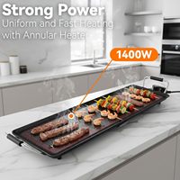 Plaque de cuisson électrique Teppanyaki 30 pouces 1400W, surface antiadhésive, contrôle intelligent de la température, nettoyage facile, garantie 1 an
