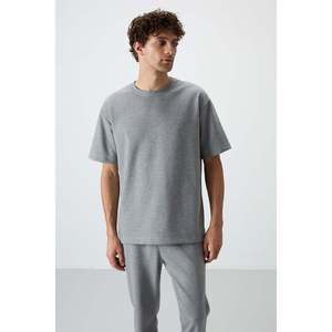 Conjunto Deportivo Básico para Hombre, de Algodón Gris Melange, Grueso, Suave y Texturizado, Corte Holgado - 85251 - Gb melange/gb melange - Product Image 2