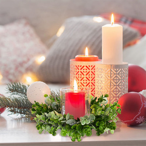 Mini Artificial <strong>Eucalyptus</strong> Wedding <strong>Candle</strong> Rings Fake Lavender Floral Wreath Greenery Boho Garland for Wedding Xmas Table Decor - Product Image 2