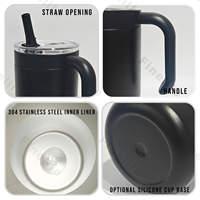 Gobelet isotherme personnalisé en acier inoxydable de 40 oz à double paroi avec poignée et couvercle à paille, tasse de voyage réutilisable