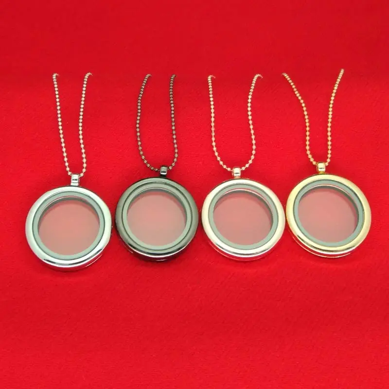 Colar pingente medalhão, 4 cores flutuante mulheres magnético vidro memória flutuante medalhão com miçangas correntes colar diy