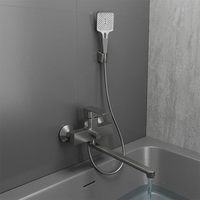 Robinetterie de douche murale moderne en laiton brossé doré, ensemble de douche avec jet de pluie doux, robinet de baignoire