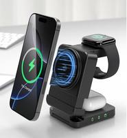 Station de charge sans fil portable de bureau multifonctionnelle 3-en-1 pliable avec chargeur magnétique sans fil et entrée Type-C