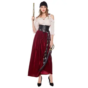 Costume Cosplay d'halloween de bonne qualité, complet de Pirate, vente en gros, uniforme luxe pour femme