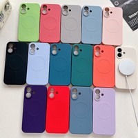 Coque de téléphone en silicone liquide colorée pour iPhone 16 Pro Max 15 Plus 14 12 13 11 Pro X XS Max 7 Charge sans fil Housse magnétique en TPU