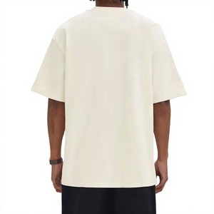 Men's Oversized <b>White</b> Cotton T-Shirt Short Sleeve O-Neck Casual Solid Color Blank Jersey Knit Fit Fabric Outdoor Men's T-Shirts - Product Image 2