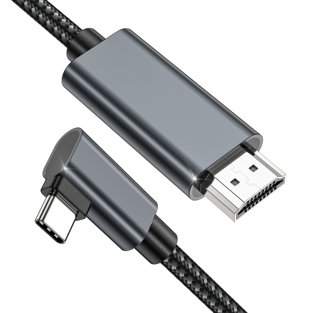 New Seven-character Type USB Type C to HDMI Cable Right Angle 4K USB C HDMI Thunderbolt 3/4 Cable Compatible with I Phone 15 Pro