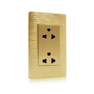 Brass Sockets And Switches Electrical Luxury Gold Design Thailand Wall Socket Multifunction American Socket