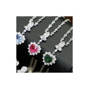 Unisex แฟชั่น925เงินสเตอร์ลิงสร้อยคอชุบโรเดียมเพทายลูกบาศก์เพทายจี้รูปหัวใจขายส่ง - Product Image 1