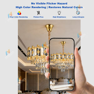 Lámpara Colgante Moderna de Cristal LED Dorado con Diseño de Borlas Escalonadas para Hotel, Villa u Hogar - Product Image 2