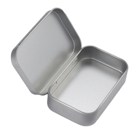 Boîte en fer blanc 9,5*6*2,2 cm pour accessoires de fumeur, étui de rangement noir/argenté, personnalisable, bocaux à tabac rectangulaires