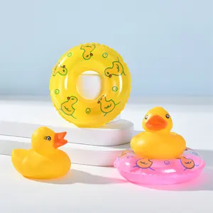1-3 세 아기 부드러운 만화 삐걱 거리는 샤워 오리 장난감 수영 미니 비닐 어린이 노란 오리 목욕 장난감