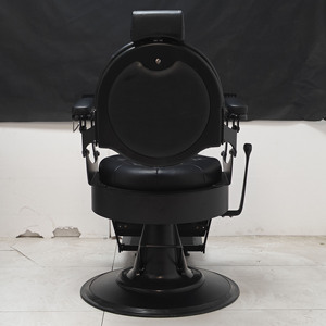 Sillón de Barbero Negro Tapizado, Silla Hidráulica de Peluquería con Base Redonda y Reposapiés Ajustable, Muebles de Peluquería - Product Image 4