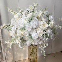 FL-823 Roses en soie de luxe modernes avec orchidées, centres de table de mariage, décorations de table, fleurs artificielles, boule de fleurs blanches