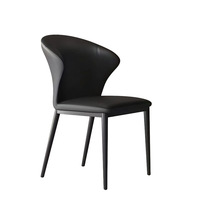 Chaise de salle à manger en métal de style italien, luxe léger, moderne et minimaliste, sans accoudoirs, dossier rembourré en cuir, design haut de gamme pour la maison
