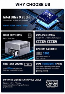 Mini <span class=keywords><strong>PC</strong></span> con IA y NAS, Intel Core <span class=keywords><strong>Ultra</strong></span> 9 285H, Servidor de Almacenamiento de 8 Bahías con LAN de 10 GbE para Laboratorio en Casa y Almacenamiento - Product Image 3