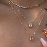   Collier empilable en acier inoxydable plaqué or 18 carats avec pendentif géométrique en zircone exquis et chaînes tendance pour femme