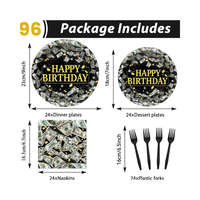 Biodégradable 100% compostable dollar argent fête d'anniversaire fournitures assiettes en papier jetable argent cent dollars billets