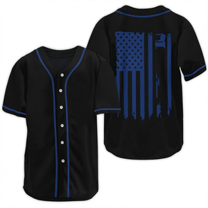 Camiseta Deportiva Personalizada de Béisbol Negra con Botones, Manga Corta, Ropa Deportiva de Equipo, Impresión por Transferencia de Calor, Unisex - Product Image 1
