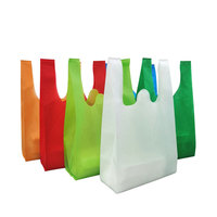 Sac à provisions réutilisable pour la publicité, sacs de tshirt bon marché, pp tissé coloré de stockage découpé, sac non tissé écologique