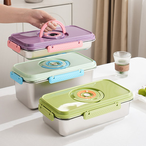 Stainless Steel Rectangular Food Storage Container With <b>Clip</b> On Lid For Travel And Refrigerator Use - Product Image 1