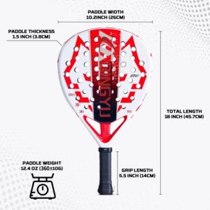 Raqueta de Pádel Profesional, Pala de Pádel con Marco de Carbono, Raqueta de Pádel de 360-380 g, Forma de Lágrima, Raquetas de Tenis de Pádel - Product Image 2