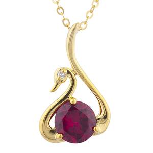 2 Ct <b>Ruby</b> <b>Necklace</b>, <b>Ruby</b> Pendant, Diamond <b>Necklace</b>, Swan <b>Necklace</b>, July Birthstone <b>Necklace</b>, Gift For Her - Product Image 1