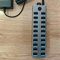 Station de charge USB 20 ports en alliage d'aluminium, hub de charge rapide pour plusieurs lampes de table LED et téléphones portables
