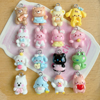 Nouveaux petits pendentifs imprimés d'animaux de dessin animé, accessoires de bijoux faits à la main pour bracelets, colliers, chaînes de téléphone, vente en gros