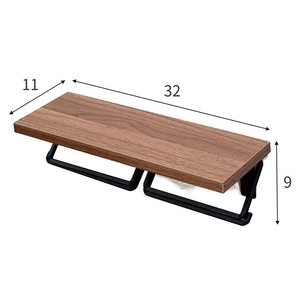 Porte-rouleau <span class=keywords><strong>de</strong></span> papier toilette mural en <span class=keywords><strong>bois</strong></span> pour salle <span class=keywords><strong>de</strong></span> bain avec double tige en métal et présentoir - Product Image 2
