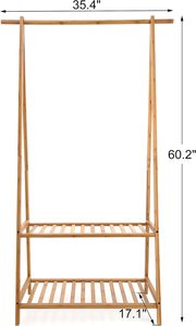 Offre Spéciale <span class=keywords><strong>porte</strong></span>-vêtements en bambou Portable Extra Large <span class=keywords><strong>porte</strong></span>-vêtements 2 pneus balcon étendoir chapeau stockage pour entrée - Product Image 4