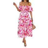 Robe d'été élégante pour femmes, décontractée, longueur au sol, nouvelle station indépendante, épaules dénudées, manches bouffantes, mousseline de soie naturelle ODM