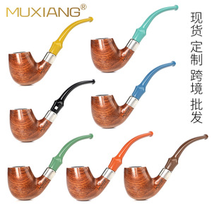 Muxiang Rosewood Tobacco Pipe 9mm Filter Bent Type Men's Smoking Pipe Wholesale - Product Image 1