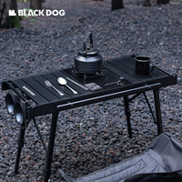 Chien noir IGT Table combinée Table pliante Portable multifonctionnelle Table de rangement de Camping noircie en plein air