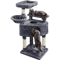 Arbre à chat classique et confortable pour Noël, grand modèle d'intérieur, en bois écologique, avec poteaux à gratter en fausse fourrure, sisal et papier, hamacs et maison pour chat