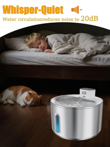 Fontaine à eau sans fil pour chat, plateau en acier inoxydable, 4L, fontaine à eau pour animaux de compagnie avec capteur de mouvement, pompe ultra silencieuse - Product Image 5