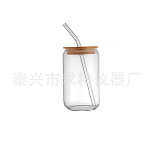 Glass Cup With Bamboo Lid Single Layer Transparent Straw Large Capacity For Juice Coffee Cola Party Use - Product Image 4