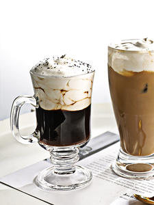 Tasses à café irlandais en <span class=keywords><strong>verre</strong></span> transparent avec anse et pied haut pour boissons chaudes/froides, design vintage, compatibles micro-ondes et lave-vaisselle - Product Image 5