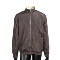 Veste décontractée légère pour homme, printemps, aspect soyeux, col contrastant, fermeture éclair intégrale, personnalisable avec logo OEM, vente en gros