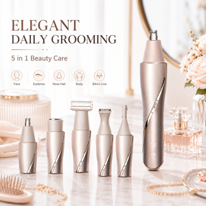Kit de toilettage 5 en 1 pour femmes, tondeuse sans fil rechargeable pour sourcils, <span class=keywords><strong>nez</strong></span>, visage, corps, avec moteur 7000 tr/min, IPX5 - Product Image 1
