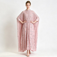 Robe de soirée islamique musulmane conservatrice à sequins brodés et perles, 2 pièces