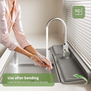 Tapis de protection pour robinet d'évier de cuisine, 24 pouces, en silicone, anti-éclaboussures, 7 ° Tapis de robinet auto-drainant à séchage rapide et à drainage rapide pour un rangement impeccable - Product Image 2