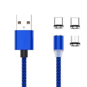 도매 자석 3 1 마그네틱 충전 케이블 USB 타입 C 마이크로 휴대 전화 USB 자기 케이블 데이터 케이블